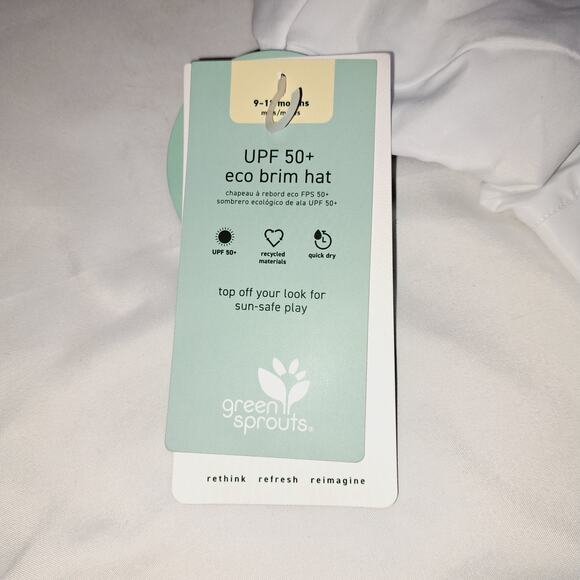 Green Sprouts 9-18 M 100% Recycled Polyester White Sun Hat - Picture 6 of 10